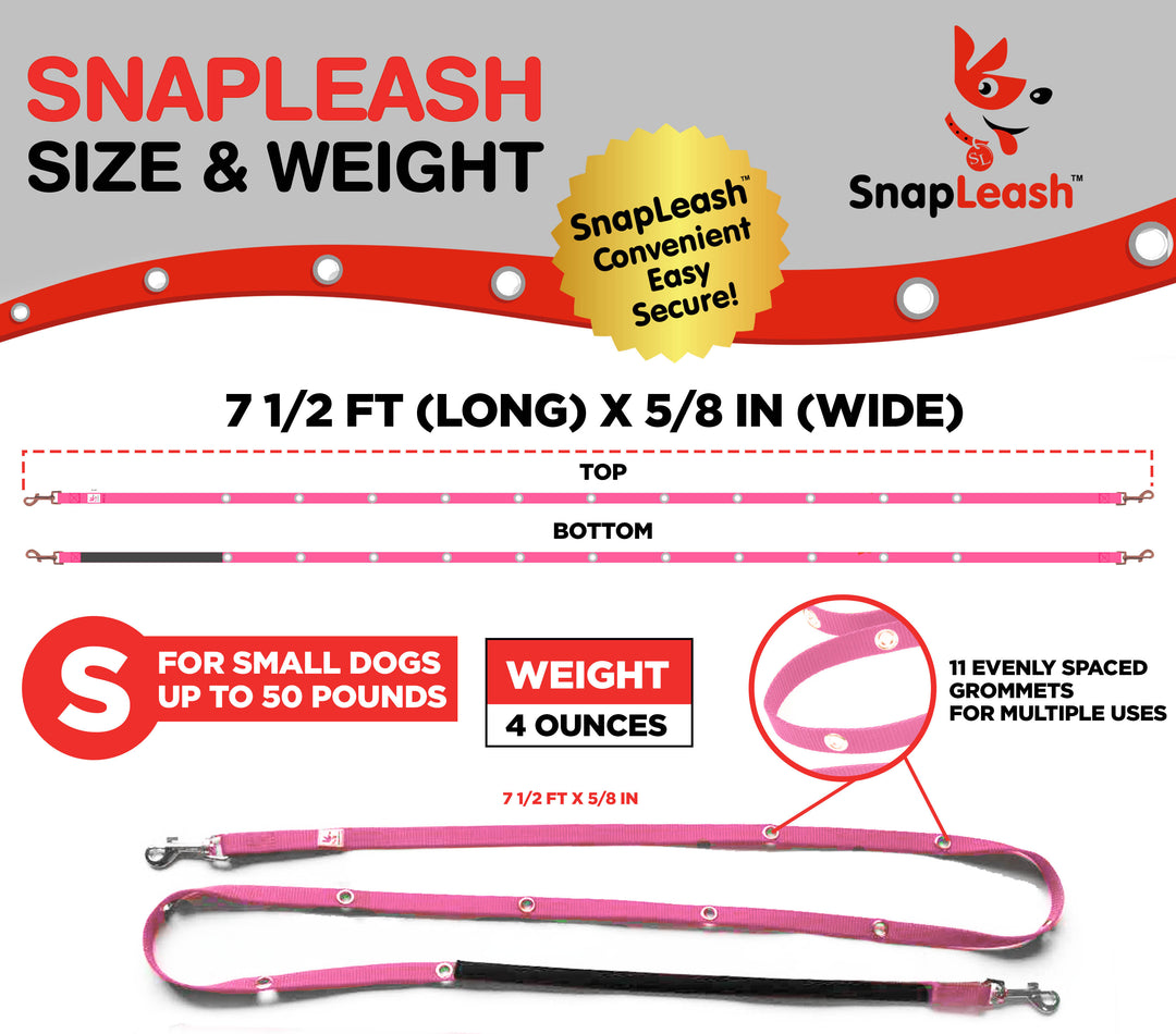 SnapLeash Hands Free Multi-Use Leash and Lead - 7 1/2 Feet Long