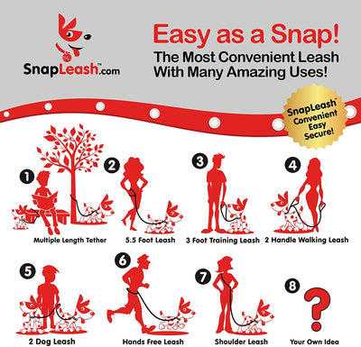 SnapLeash Hands Free Multi-Use Leash and Lead - 7 1/2 Feet Long